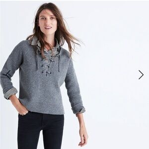 Madewell Merino‎ Wool Lace Up Sweater